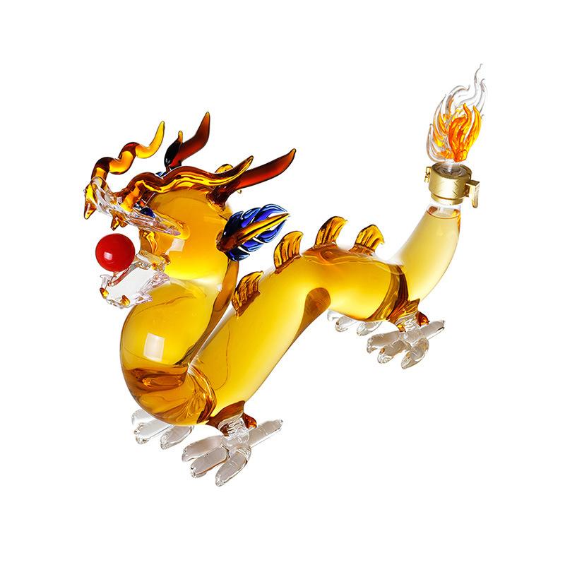 1000mL Dragon Shaped Container Bottle Transparent Kitchenware Heat-resistant High Borosilicate Glass Art Wine Bottle Whisky