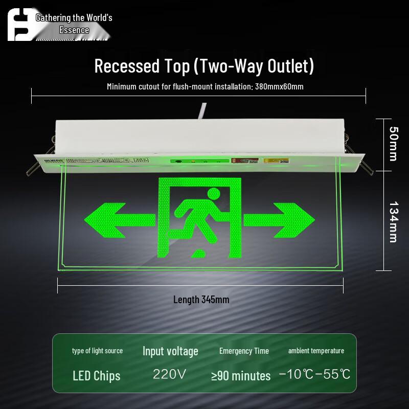 Jihua Shi Recessed Glass Emergency Exit Sign
