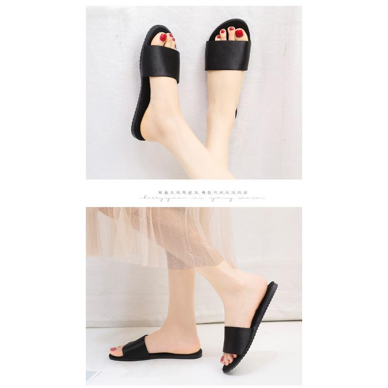 Papuci de vară din mătase dintr-o singură bucată, papuci casual cool, papuci de mărime mare cu fund plat