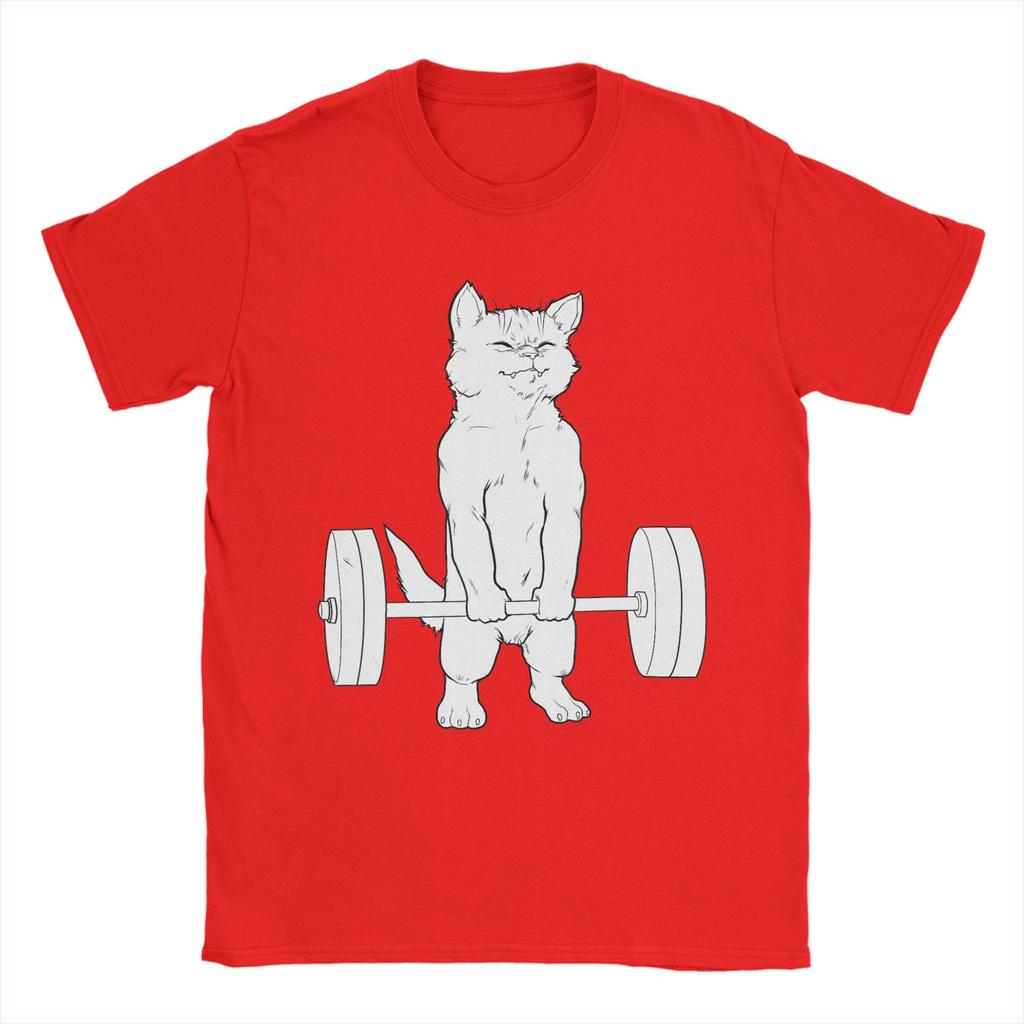 Cat Deadlift Powerlifting T Shirt Summer  Pure Cotton TShirts For Men Harajuku Casual Tee Shirt ShortSleeved Y2K Funny Tops