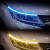 2pcs Automotive LED Decorative Light Strip Start Scan Atmosphere Light Car Grille Mesh Flow Light with Dual Color Environment Light