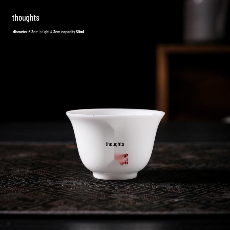 Hand-Painted Ceramic Landscape Teacup - Ice-Type Mutton Fat Jade Finish, Kung Fu Tea Set