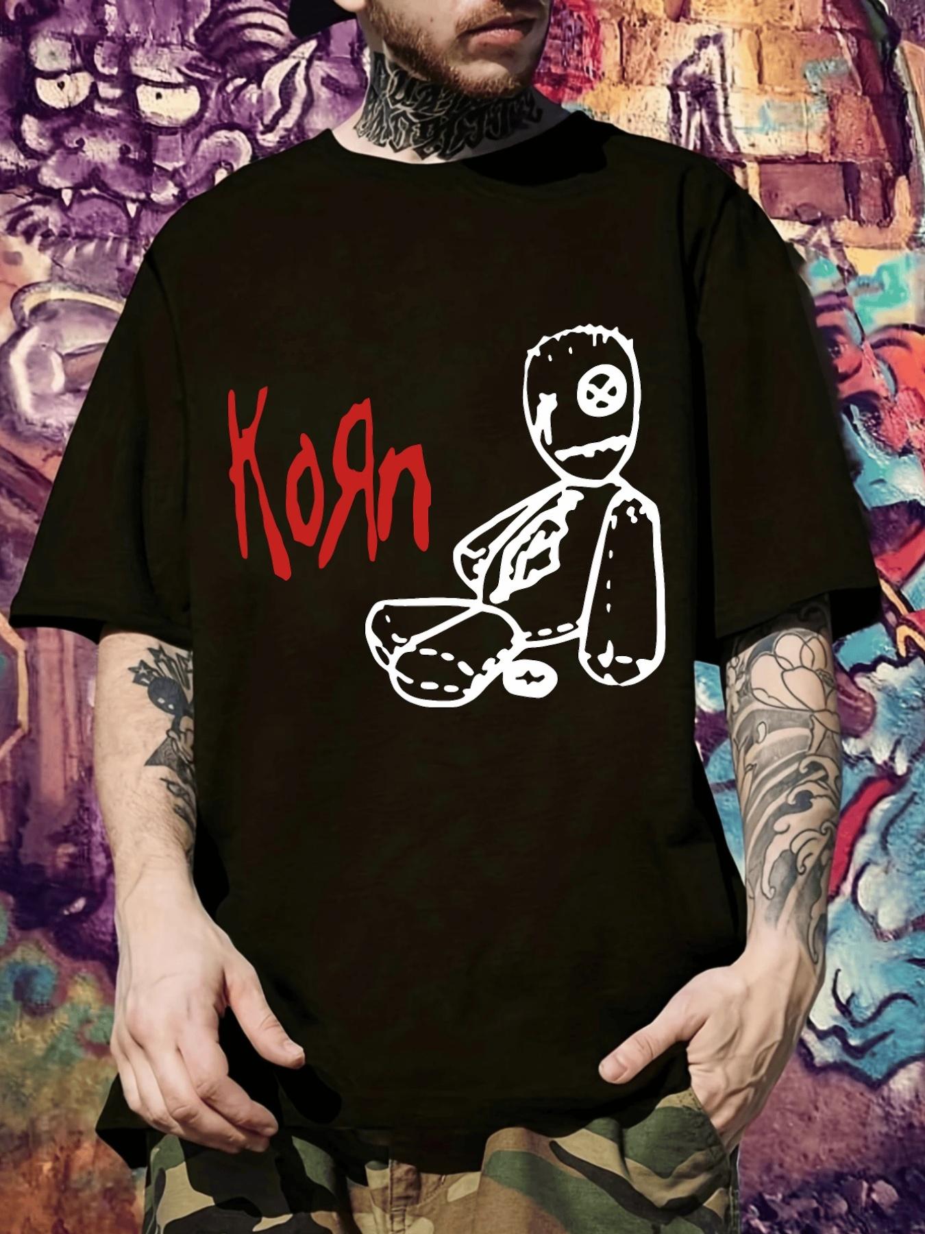 Korn Band Print Fashion Trendy Short-Sleeve T-shirt S