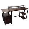 Industrial Computer Table Home  Computer Desk Tear Resistant Sturdy Enough Drawers with Raised Shelf for Office