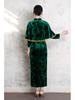 Elegant Green Velvet Cheongsam Two-Piece Set with Shawl for Weddings and Banquets