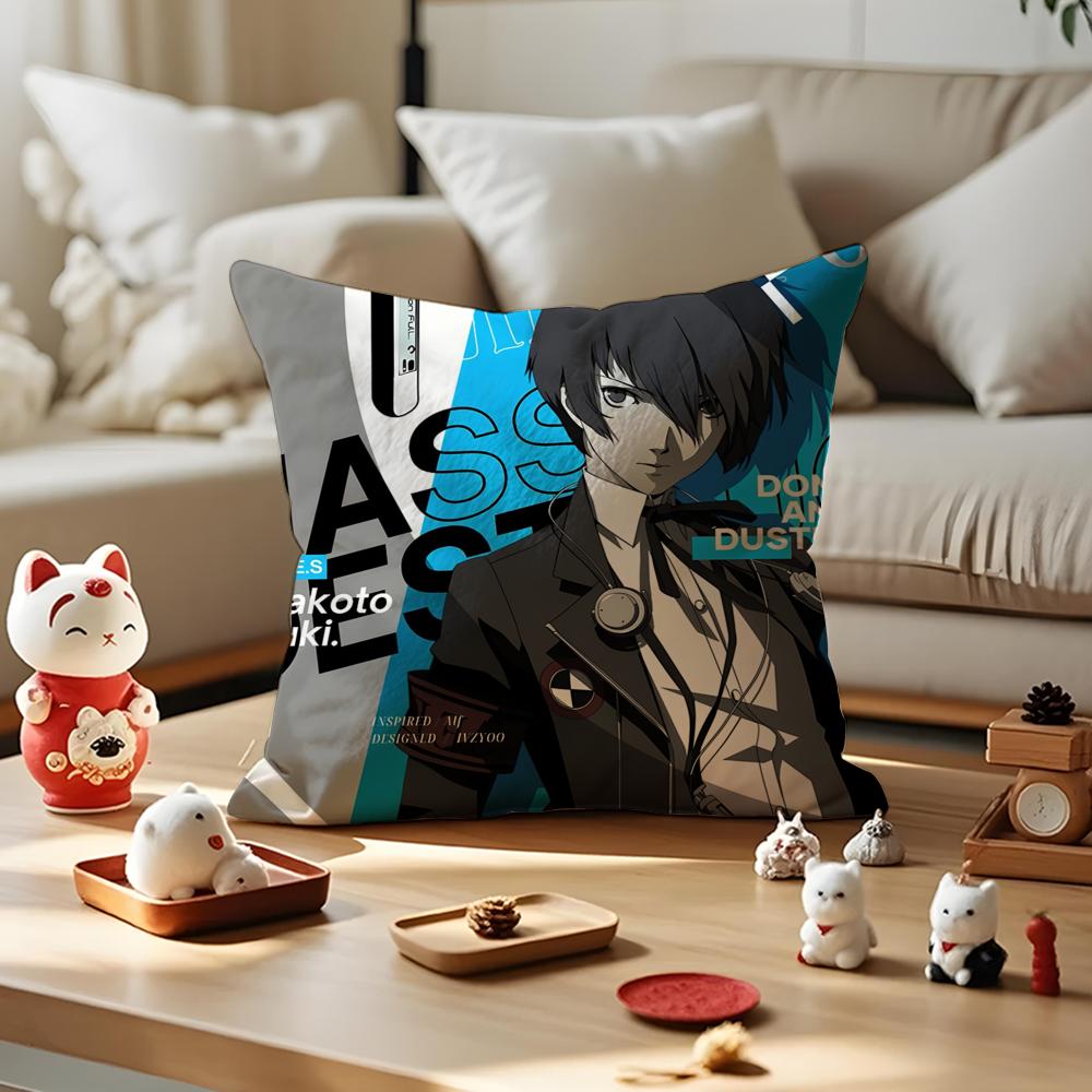 Game Cool P-Persona 3 Reload Cushion Cover Silky Short Plush With Invisible Zipper Dustproof Sofa Pillow Cover For Home Decor
