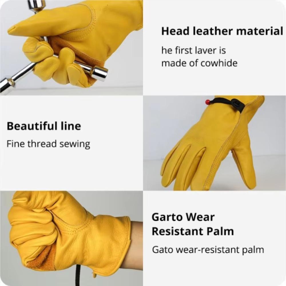 1 Pair Yellow Welding Gloves Heat-Resistant Work Gloves High Quality Cowhide Gloves  Workplace