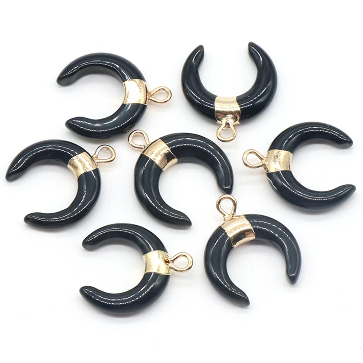 

Кулон из натуральных камней в форме луны, кристально чистый кварц, обсидиан, подвески для изготовления ювелирных изделий, ожерелье, серьги, аксессуары 15x18 мм 1Pc/15x18mm-Obsidian