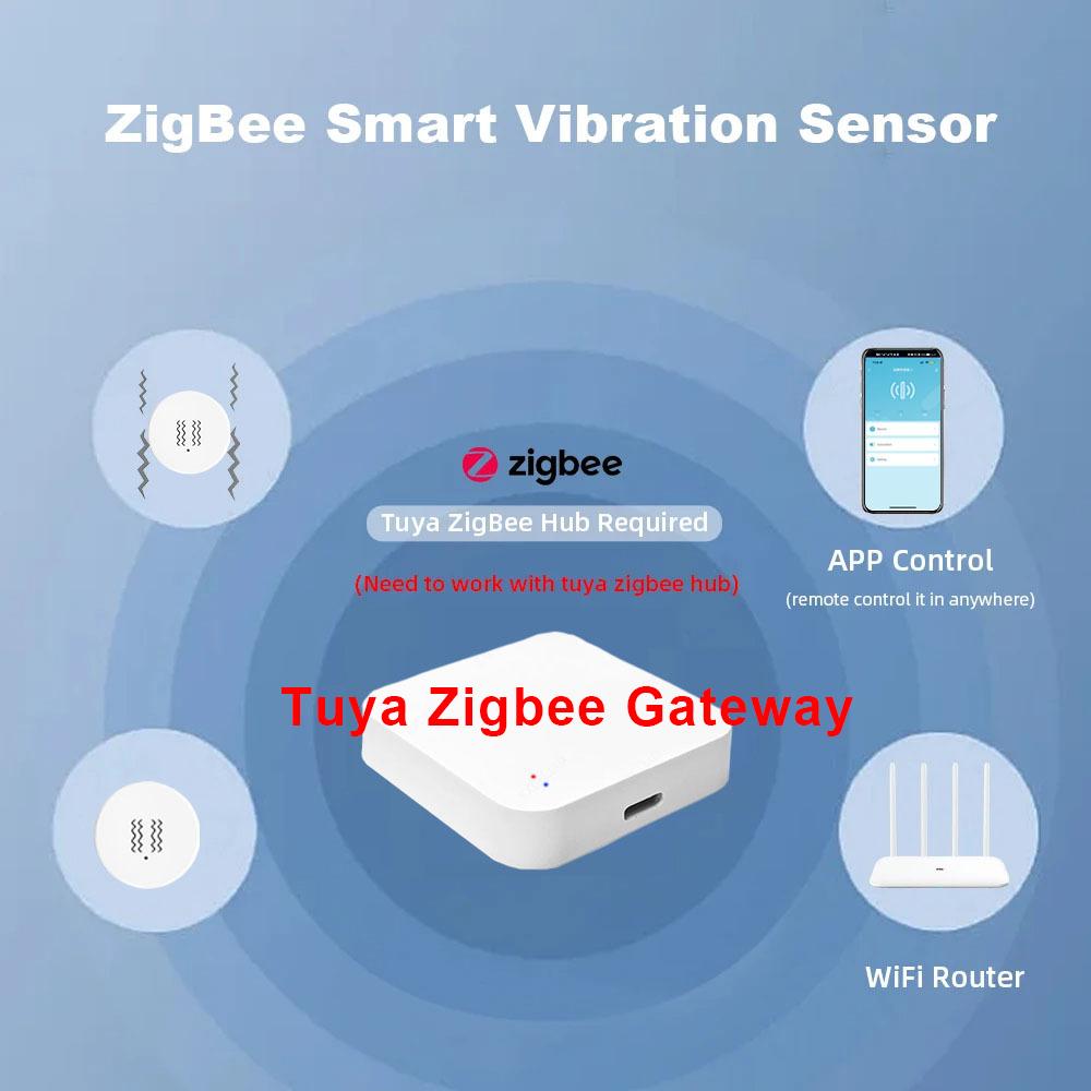 Tuya ZigBee Smart Vibration Tilt Sensor Real Time Monitor Door Window Detection Alarm Home Security Protection for Zigbee2MQTT