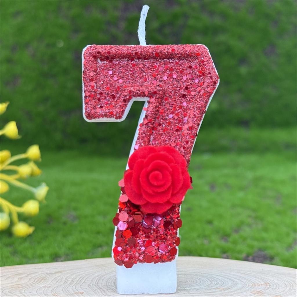 1PCS Red Romantic Rose Digital Candle Birthday Cake Decoration 0-9 Number Candle Valentine's Day Party Accompaniment Gift