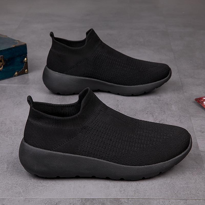 Fashion Women Flat Slip on Black Red Shoes Woman Lightweight Sneakers Casual Mesh Running Sports Men Big Size 43 Walking Anti Slip Slip