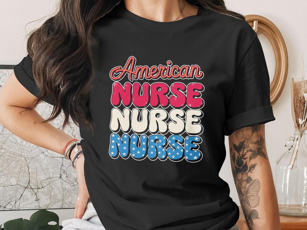 American Nurse T-Shirt, Patriotic Nurse Shirt, Retro Nurse Gift, RN Appreciation Tee, Healthcare Hero, Vintage RN Apparel