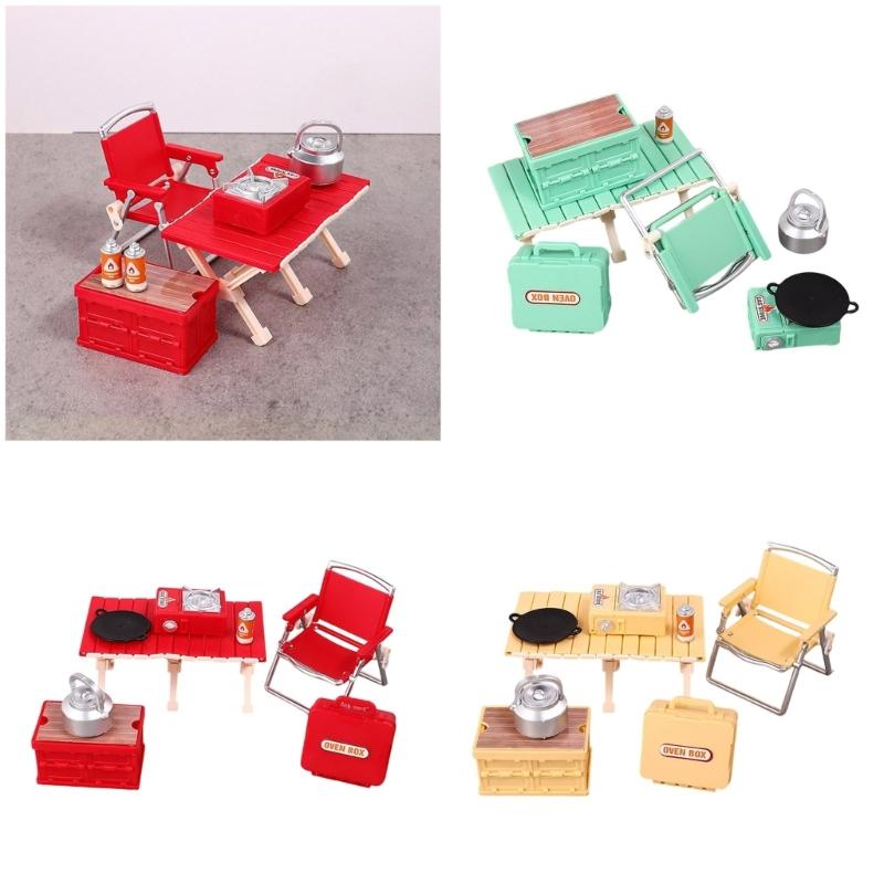 Interactive Doll House Scene Decoration Set With Collapsible Furniture Table Chair For Realistic Camping Scene Setting