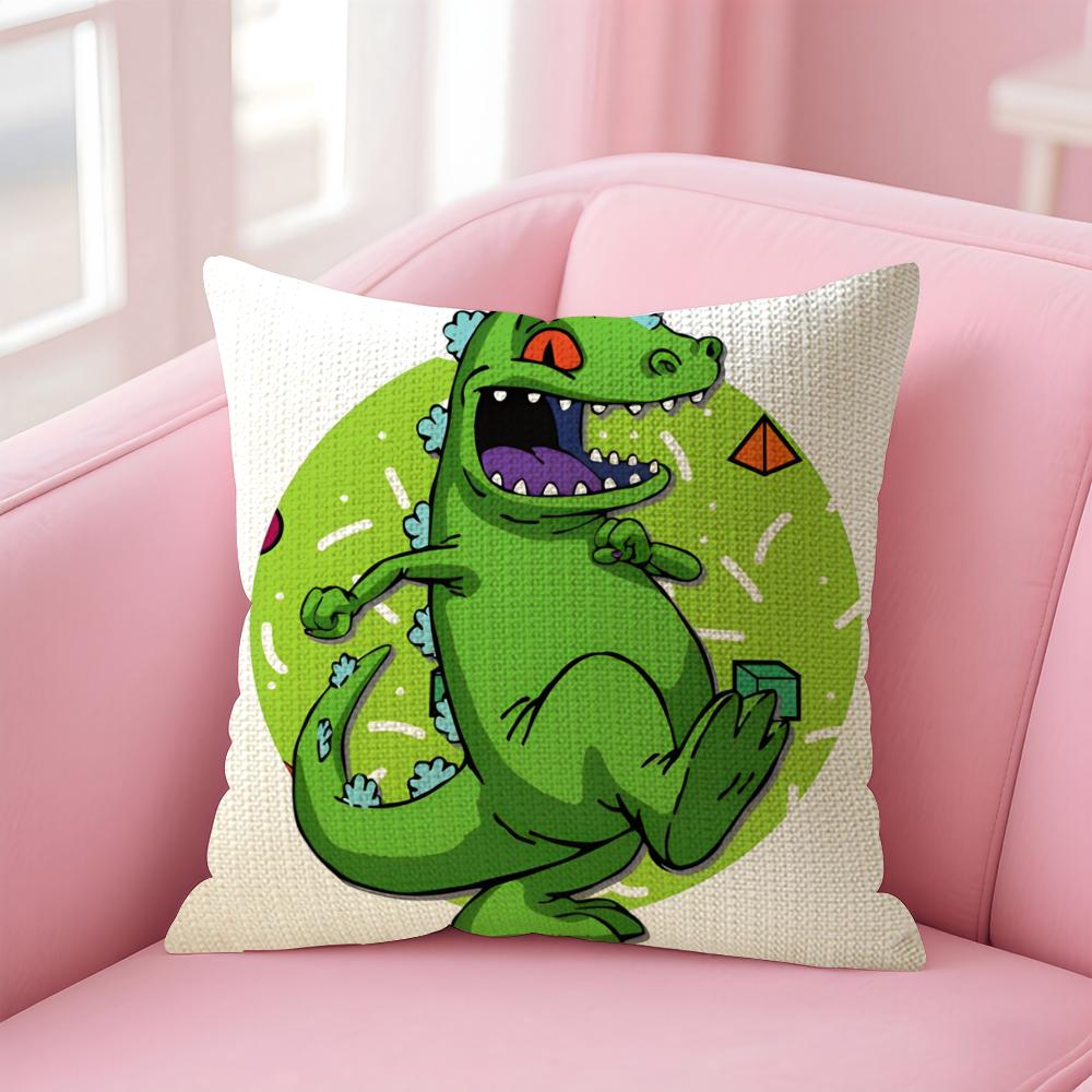 Cartoon RRugrats Cushion Cover Natural Linen Pillow Case DoubleSided Print Decorative Sofa Pillowcase Home Decor Gift