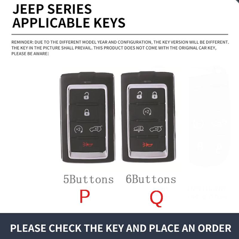 Zinc Alloy Silicone 5/6 Buttons Car Remote Key Cover Shell Key Protection for Jeep New Grand Cherokee 2021 2022 2023 Accessories