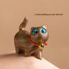 Cute Kitten Ornaments: Creative Green Sandalwood and Ebony Wooden Carving for Cars
