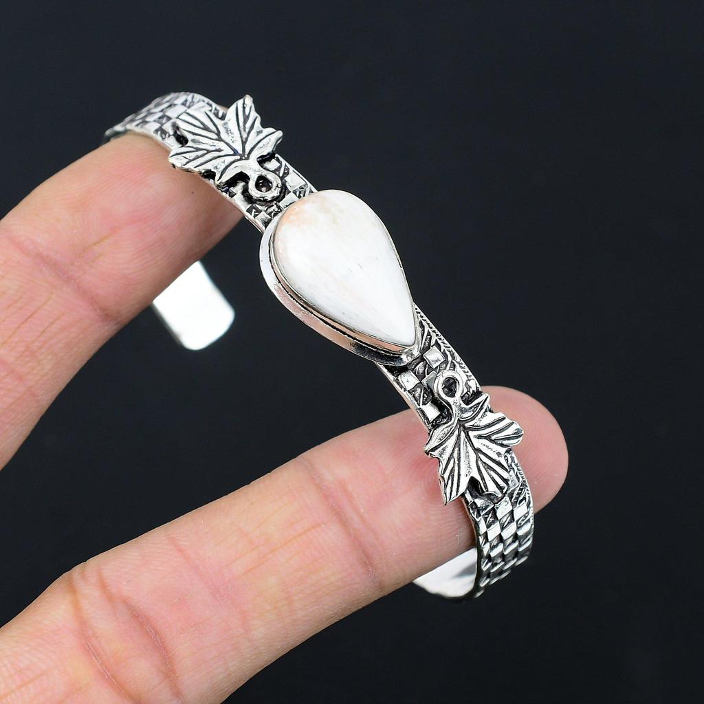 Mothers day Sale Scolecite Stone Sterling Silver Unique Trendy Daughter Bangle