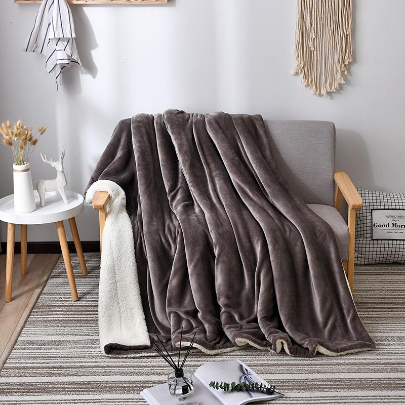 New Lamb Fleece Blanket - Solid Color, Double-Layer, Thickened Flannel for Children