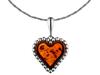 Short Silver Oxidized Women' Heart Necklace with Amber Choker 38