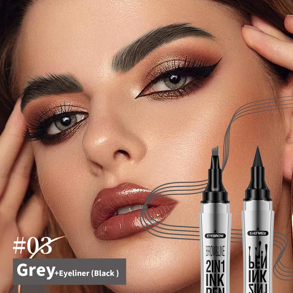Double Head Four-Pronged Eyebrow Pencil + Eyeliner Quick-Drying Waterproof Eyebrow Pencil