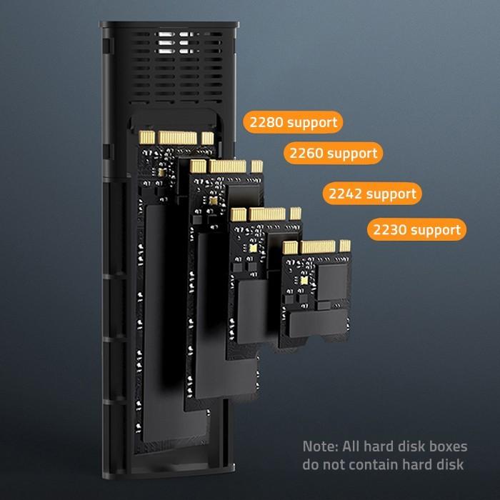 Enclosure for Drive M.2 SSD, SATA, NVMe, USB C