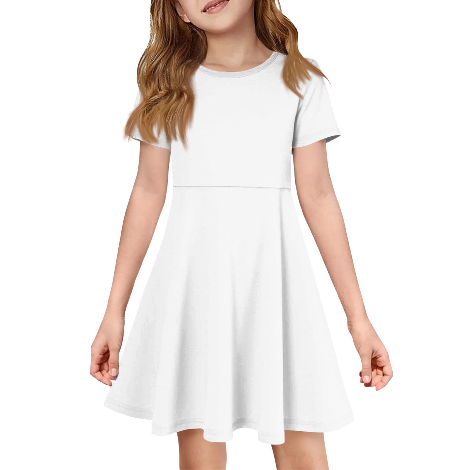 

Девочка Летнее Платье Цвет & Принт Короткий Рукав Платье С Карманом Повседневное Платье Короткий Рукав Вечернее Платье Пасхальный День 130 белый