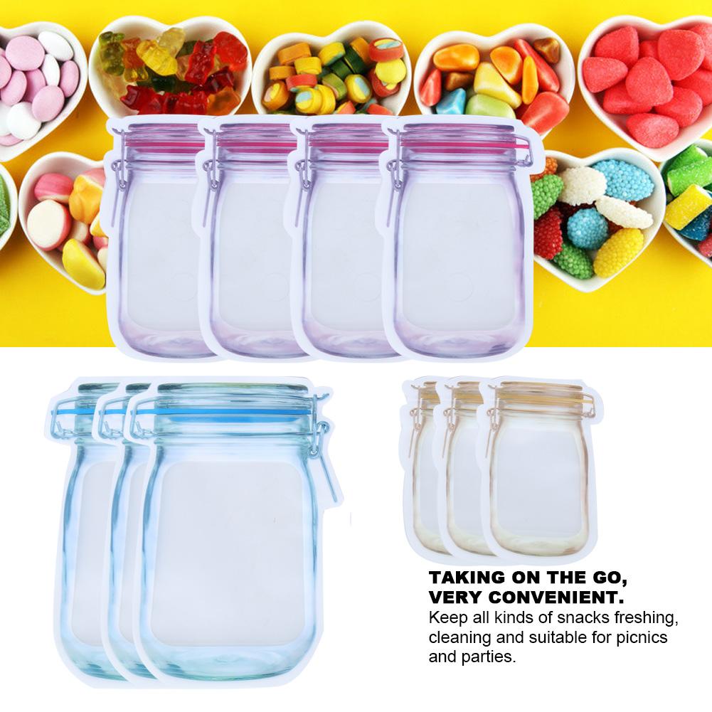 Sealing Zipper Bag Reusable Portable Food Saver Storage Bags Snack Zip Lock Bags(#3 3pcs L 4pcs m 3pcs S )