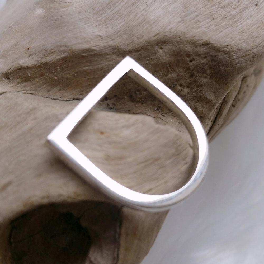 Gold Plated Dainty D-Shape Ring for Women, Premium Stainless Steel Waterproof Minimalist Band, Elegant Gift