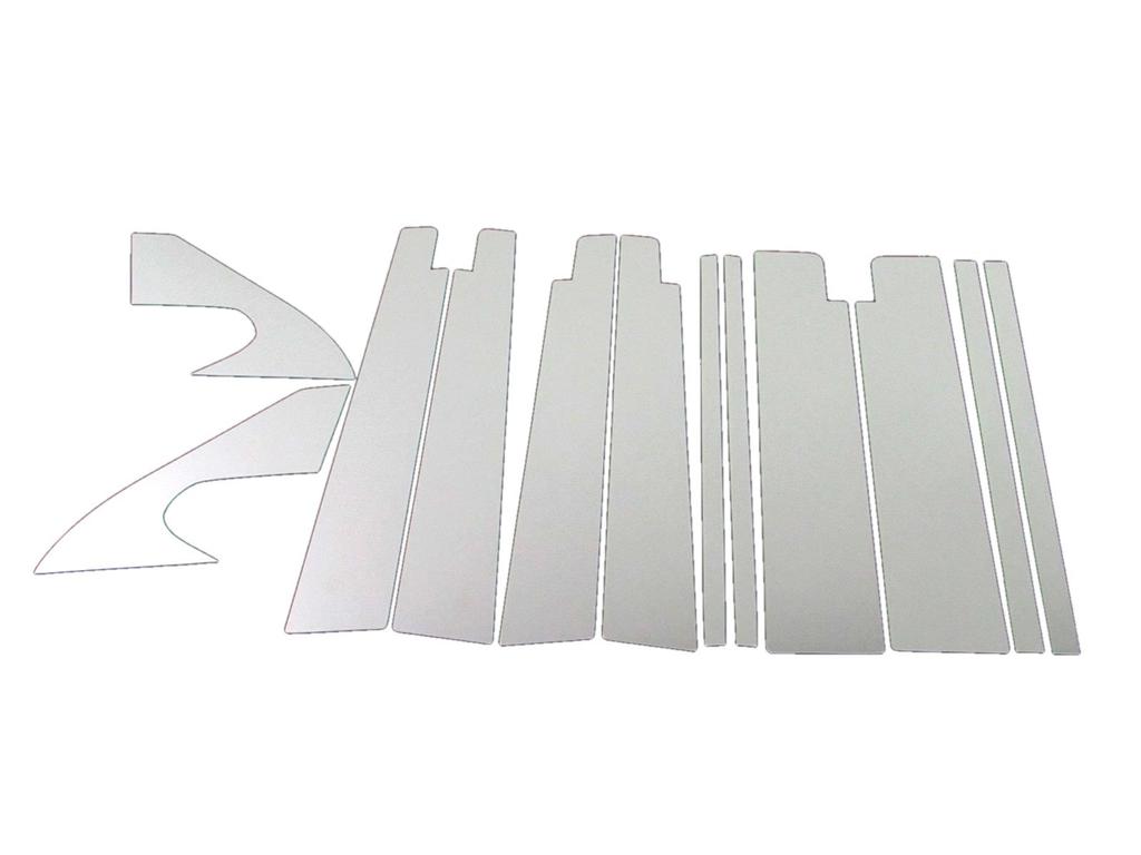 BRIGHTZ Stainless Steel Plated Pillar Panels with Visor for Probox Van Compatible with and P165 Ultra-Mirror 160/165 (PIL-SIL-331), 12-Piece Set,