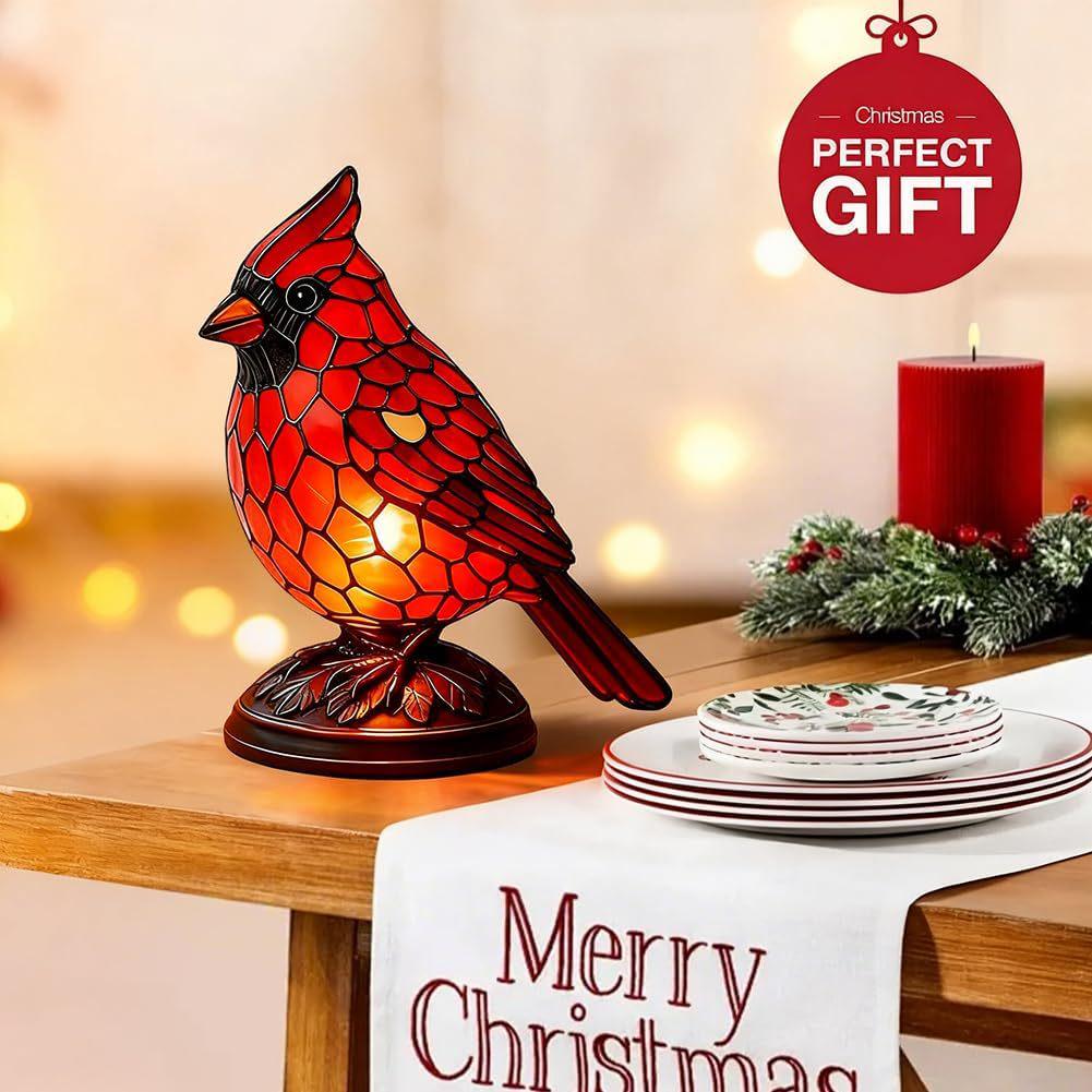 Rode Kardinaal Vogel Hars Tafellamp Ornament