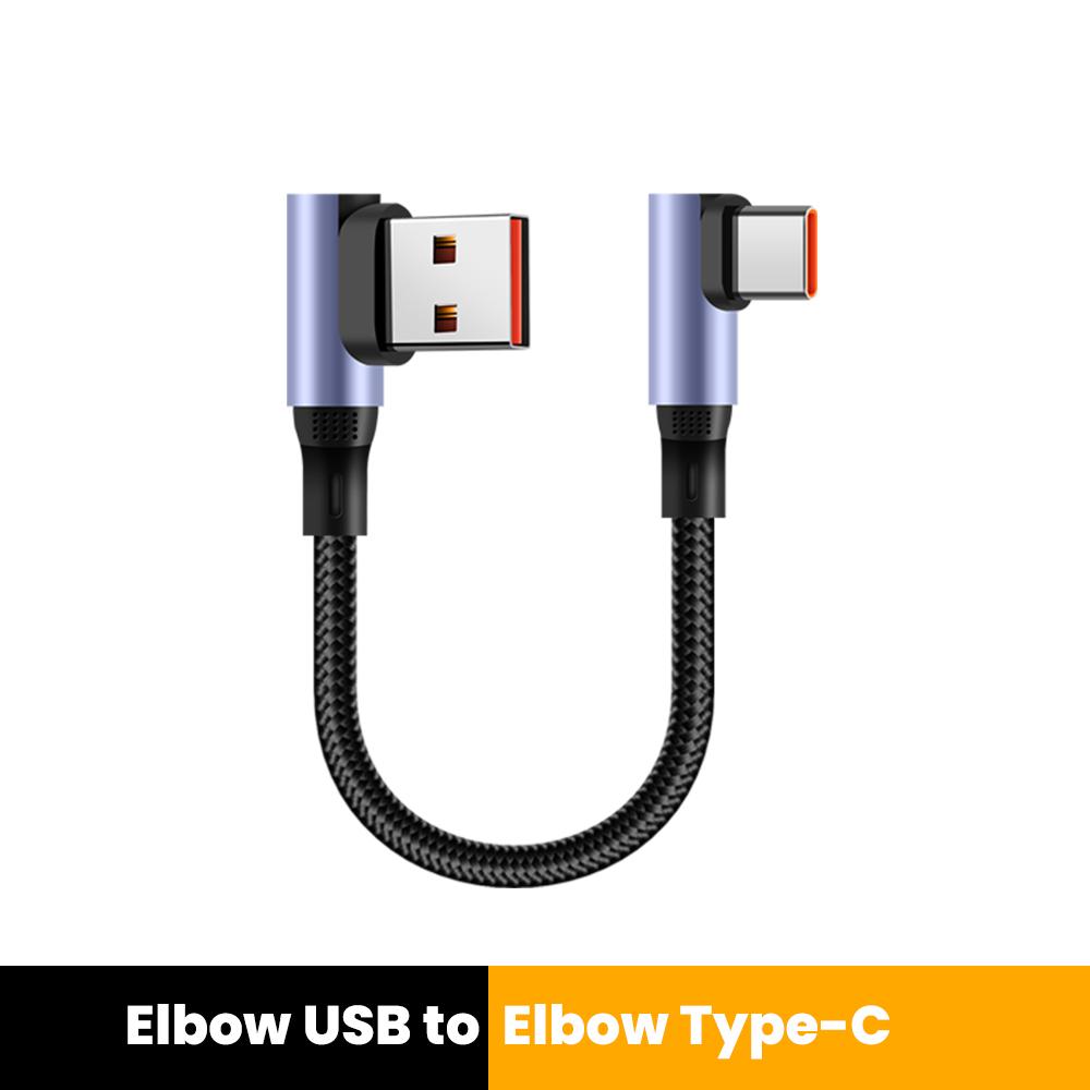 15CM 30CM Dual Elbow Type C to Type C Cable 90 Degree Short Power Bank Fast Charging USB C Data Cord  For iPhone 15 16 Samsung