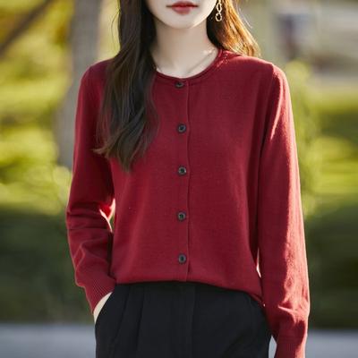 Cardigan a girocollo da donna per primavera/autunno, maglione in maglia