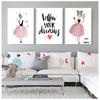 Watercolor Kawaii Cartoon Girl Posters and Prints Wall Art Canvas Painting