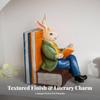 Rabbit Figurine with Books Whimsical Decor Gold for Reading Nook, Avid Readers