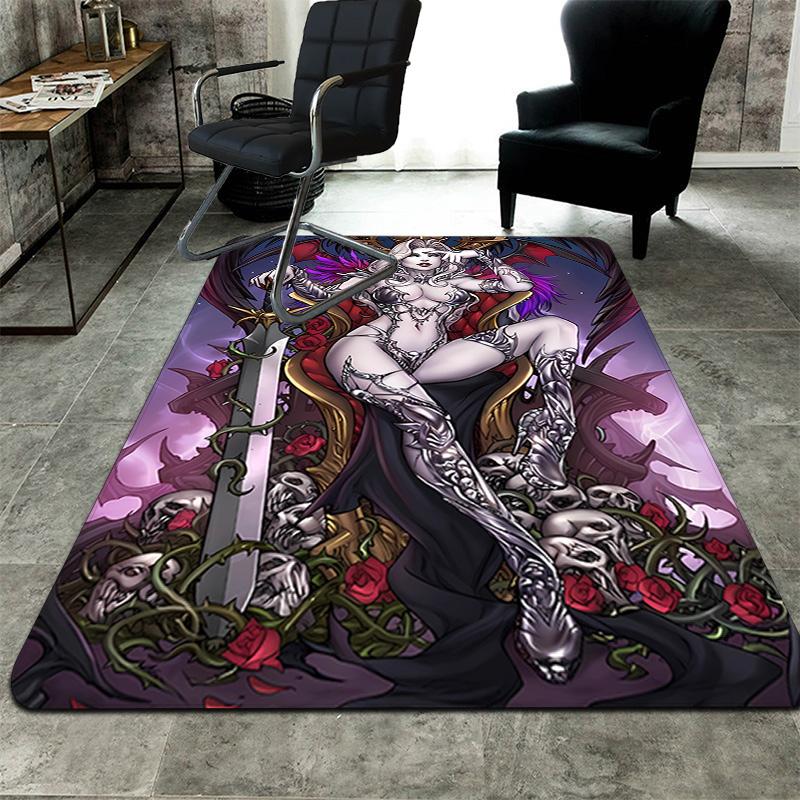 Gothic Skull & Bat Rug Floor Mat for Living Room or Bedroom Soft and Comfortable Carpet a Gift for Birthday and Holiday.SFF0917306