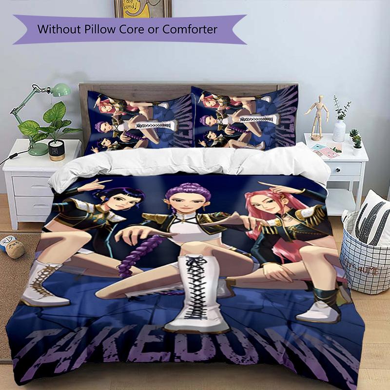Set Biancheria da Letto KPOP Hunter 3 Pezzi Copripiumino Chiusura Include 1 Copripiumino & 2 Federe per Tutte le Stagioni Camera da Letto Casa Arredamento Stanza del Dormitorio
