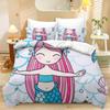 Home Textile Bed Three-Piece Set Simple Mermaid Digital Printing Quilt Pillowcase Bedding