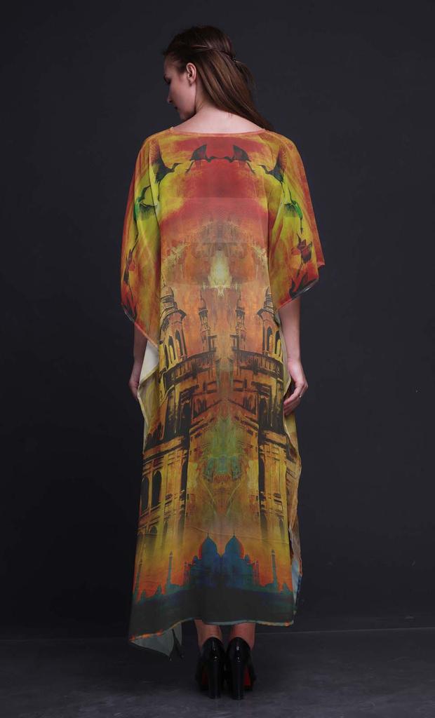 Phagun Mughal Monuments Ladies Kaftan Holiday Loungewear Maxi Dress Beach
