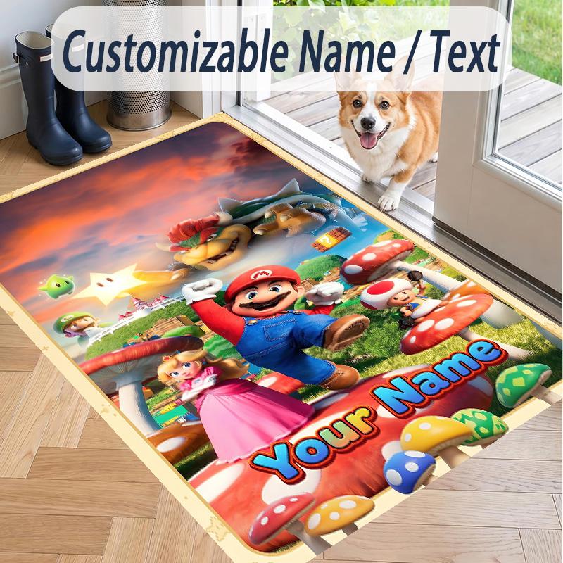 Custom Text Super Mario Pattern Floor Rug Soft Indoor Carpet Mat Living Room Bedroom