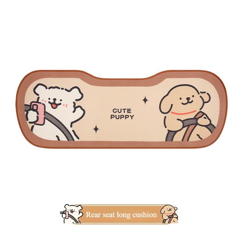 Cute Cartoon Couple Line Puppy Car Cushion Four Season Universal Vehicle Seat Backrest Support Breathable Comfortable Auto Seat