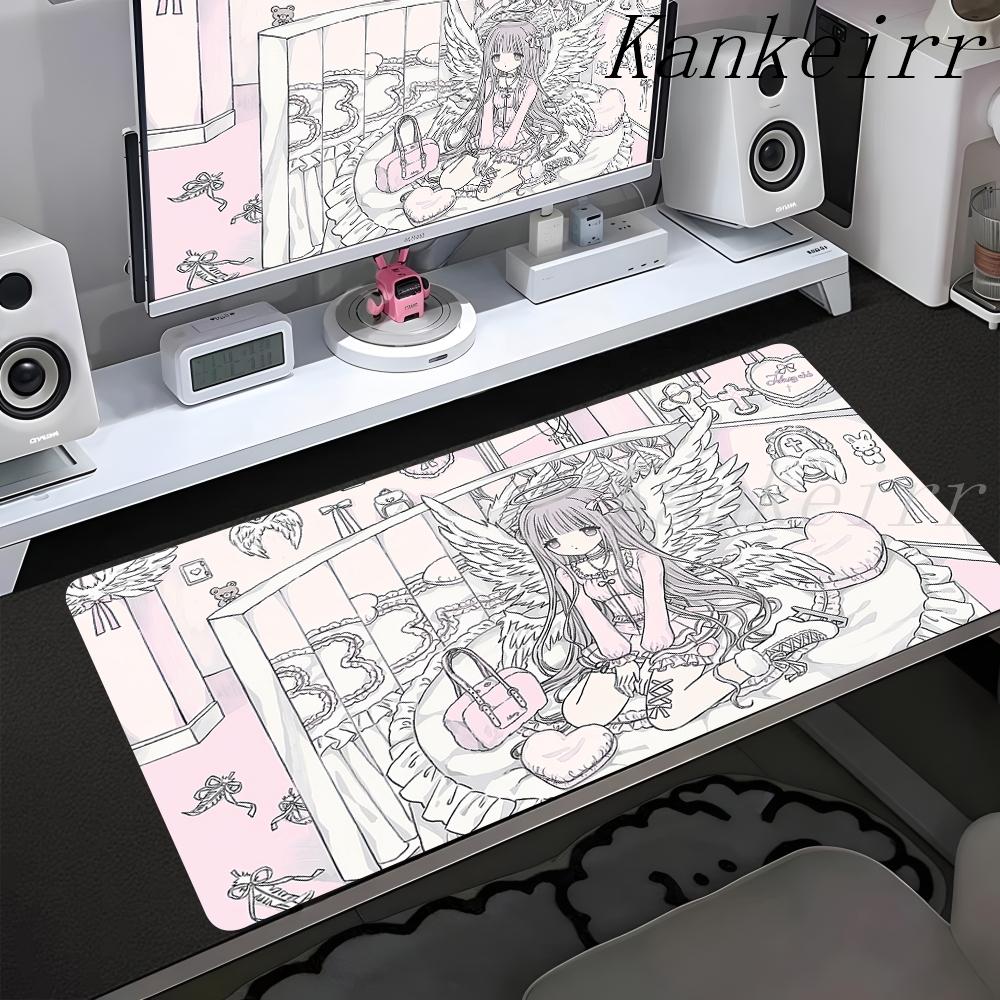 Anime Kawaii Pink Girls PC Gaming Mouse Pad Best Friend Computer Office Accessories Large Gamer Non-slip Keyboard Expansion Pads