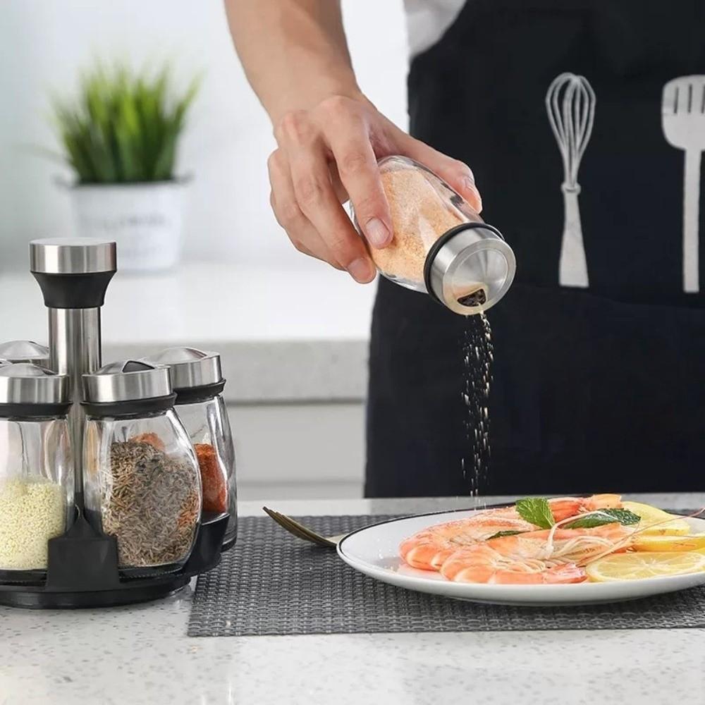 Space-Saving Seasoning Rack Food Grade Condiment Organizer Rotatable Spice Rack  Kitchen Use