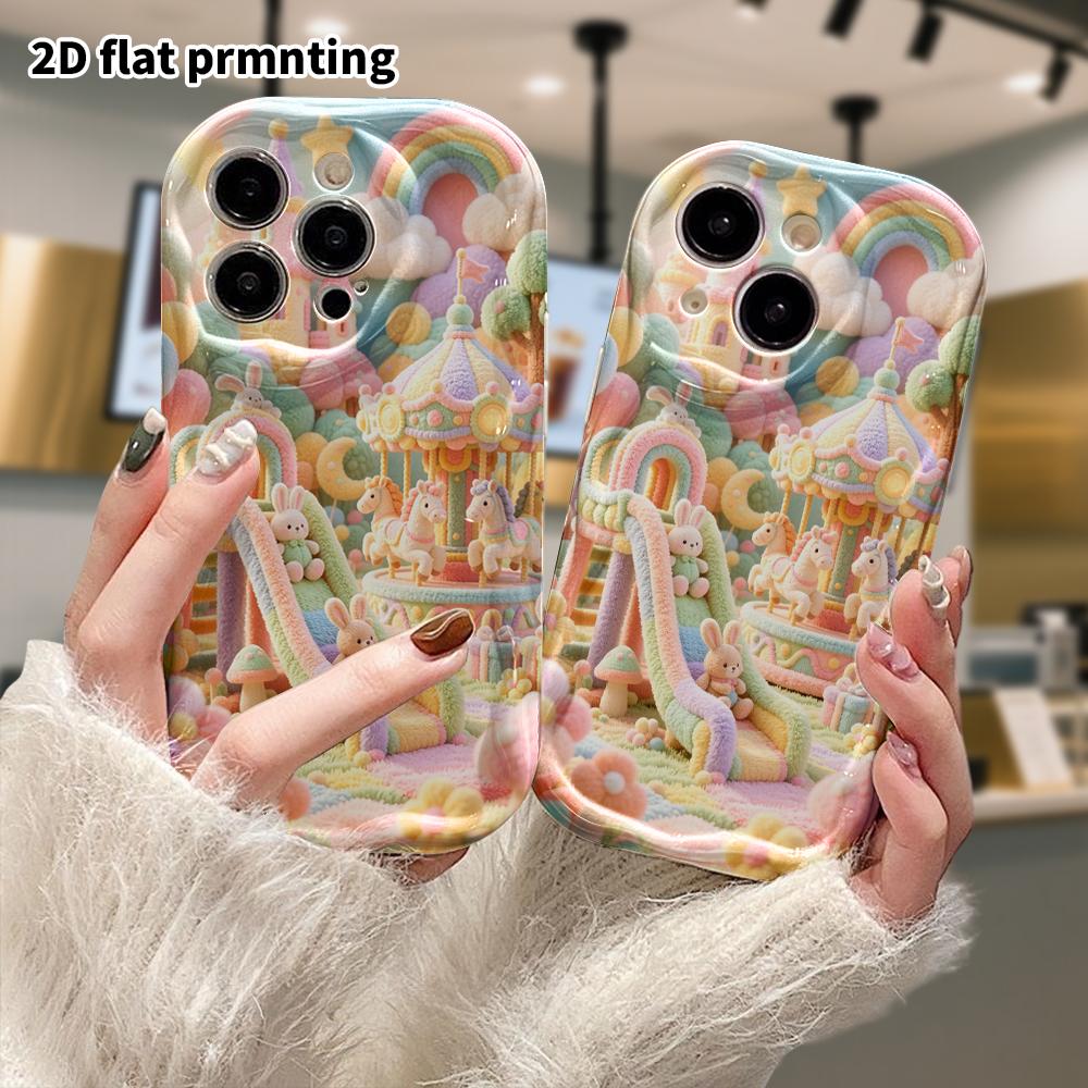 Phone Case: 2D flat, suitable for iPhone 18 17 16 15 14 13 12Pro protective case, fairy tale amusement park, perfect Christmas and Halloween holiday g