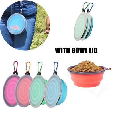 Ciotola Pieghevole in Silicone per Cibo e Acqua per Cani con Bordi per Animali Domestici, Viaggio all'Aperto, Portatile con Ganci per Accessori per Animali Domestici, Ciotola per Mangiare