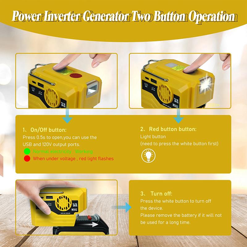 New Upgrade Portable Power Inverter 120-220V Outdoor Mobile Lithium Battery Inverter For Makita/DeWalt/ 18V 20V Battery