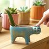 Handgefertigter Retro-Stil Topf Keramik Katze Pflanzgefäß, Niedliche Kätzchen Blume mit Drainageloch, Kaktus Dekorative Pflanze für Sukkulenten Innen Tischregal