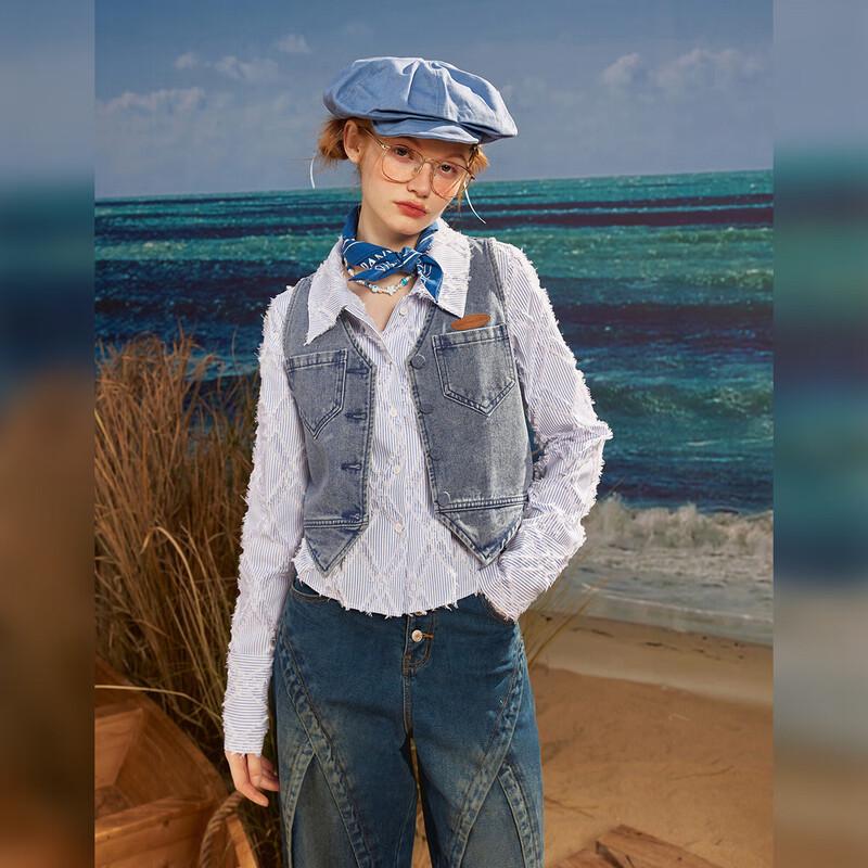 

unifree Вдохновленный знаменитостями ретро джинсовый жилет M