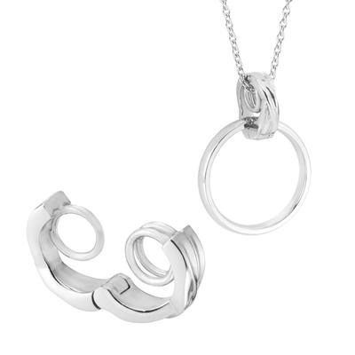 Jewel Ring Holder Necklace with Use Your Precious Ring As a Stainless Steel and Interchangeable Wave [Petit YU-NA] Chain. Necklace. 316L. Men's