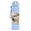 1PC Sleeping Fluffy Dog 750ml Color Plastic Sports Water Bottle Leakproof Flip Straw Lid Suitable for Sports Office Home Use