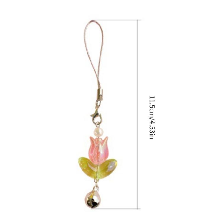 Tulips Flower Bell Hangings Pendant Phone Strap Cute Bag Decoration for Girls